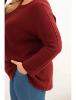 Svetr dámský plus size s lodičkovým výstřihem bordový