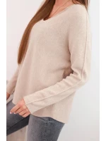 Dámský svetr s viskózou a výstřihem do V tmavě béžový