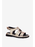 Kožené dámské sandály lakované s ozdobným detailem Artiker 56C0691 černé