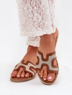 Dámské Pantofle Na Plochém Podpatku Hnědé Vereya