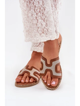 Dámské Pantofle Na Plochém Podpatku Hnědé Vereya Dámské Pantofle Na Plochém Podpatku Hnědé Vereya