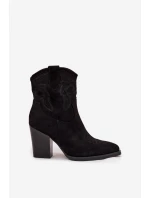 Dámské kovbojky na podpatku Eko semiš Černé Carissa