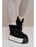 Kožené Dámské Sněhule Na Silné Podešvi S Kožešinou Big Star Černé