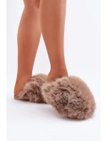 Futrzane Dámské Pantofle Tmavě béžové Wladisa