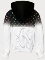 Černo-bílá pánská rozepínací mikina s barevným potiskem (8B989-1) Černo-bílá pánská rozepínací mikina s barevným potiskem (8B989-1)