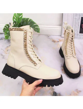 Zateplené kožené boty s řetězem Artiker W HBH40