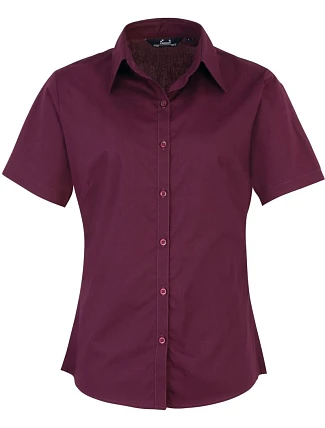 Premier PR 302 Popelínová halenka s krátkým rukávem 39.0302 aubergine Premier PR 302 Popelínová halenka s krátkým rukávem 39.0302 aubergine