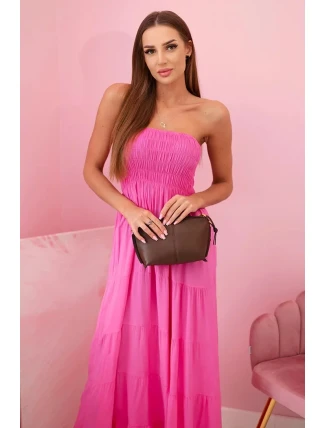 Dámské viskózové šaty s elastickým topem růžový