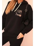 Dámský komplet bavlněný zateplený s potiskem černý