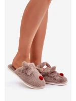 Dámské Hnědé Pantofle S Motivem Sobů Sennalith