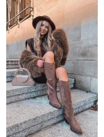 Dámské Kovábojky Na Podpatku Z Eko Semiše Hnědé Esmira