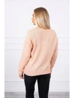 Svetr s výstřihem do V, pudrově růžový