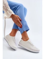 Kožené Sportovní Dámské Tenisky Beige Lalnai