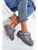 Dámské Teplé Pantofle S Kožešinou Na Platformě Šedé Azida