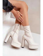 Boty Na Vysokém Podpatku A Platformě Světle Béžové Tennira