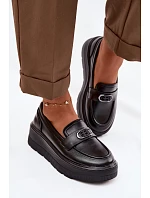 Kožené dámské mokasiny na platformě Vinceza 39974 Černé