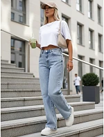 Dámské džíny s vysokým pasem a širokými nohavicemi modré FashionStreet UY2953