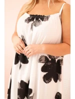 Dámské šaty na ramínka s volánem a květinovým potiskem černá