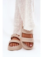 Pěnové Lehká Dámská Klapky Na Platformě S.Barski ZK51-001 Béžové Pěnové Lehká Dámská Klapky Na Platformě S.Barski ZK51-001 Béžové