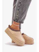 Nízké dámské sněhule s výšivkou na platformě světle béžové Narirya Nízké dámské sněhule s výšivkou na platformě světle béžové Narirya