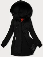 Černá rozepínací dámská mikina z různých spojených materiálů LHD (AMG-165) Černá rozepínací dámská mikina z různých spojených materiálů LHD (AMG-165)