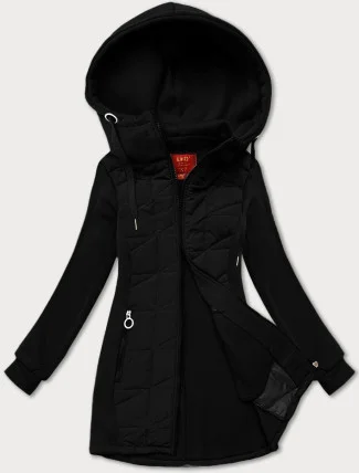 Černá rozepínací dámská mikina z různých spojených materiálů LHD (AMG-165) Černá rozepínací dámská mikina z různých spojených materiálů LHD (AMG-165)