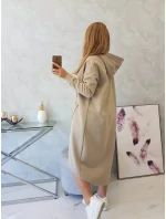 Zateplené šaty s kapucí béžové