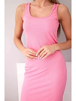 Dámské viskózové žebrované šaty na ramínkách světle růžové