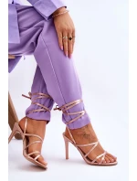 Dámské Sandály Vázané Na Vysokém Podpatku Béžove Meya