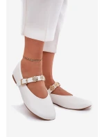 Dámské Baletky S Páskem A Zlatými Dekoracemi Bílé Firicene