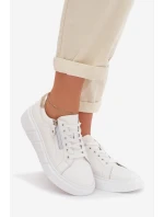 Kožené dámské polobotky s zipem bílé Althea