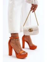 Pohodlné semišové sandály na vysokém podpatku, Orange Essence Pohodlné semišové sandály na vysokém podpatku, Orange Essence