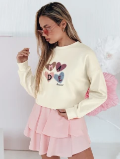 Dámská nadměrná mikina se srdíčky MADELIN béžová FashionStreet BY1461