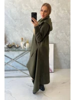 Zateplené šaty s delšími boky khaki