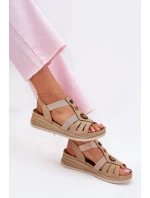 Dámské Sandály Na Klínu S Ozdobami Béžové Inblu RV000015 Dámské Sandály Na Klínu S Ozdobami Béžové Inblu RV000015