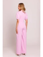 M852 Kombinéza s puff rukávy - cukrově růžová M852 Kombinéza s puff rukávy - cukrově růžová