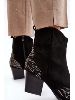 Dámské zdobené kovbojské boty na vysokém podpatku černá Eleduana