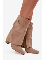 Dámské zateplené kotníkové boty na podpatku s ozdobným páskem Luvielle – béžová Dámské zateplené kotníkové boty na podpatku s ozdobným páskem Luvielle – béžová