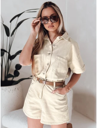 URBANSET béžový FashionStreet krátký džínový overal EY2590