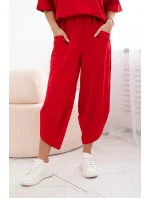 Bavlněný komplet halenka + kalhoty červený