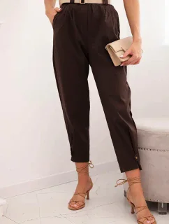 Kalhoty Summer Punto se zapínáním na nohavice hnědý