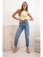 Dámská bavlněná proužkovaná bezrukávová blůza zelená