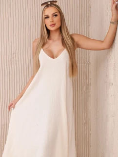 Mušelínové šaty na ramínka světle béžová