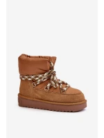 Dámské Sněhule Z Hladké Kůže S Hrubým Šněrováním D.Franklin DFSH375003 Hnědé