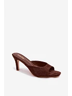 Dámské pantofle na tenkém podpatku Čokoládové Revina