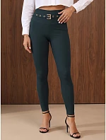 Dopasowane legginsy damskie prążkowane morskie FashionStreet UY3257