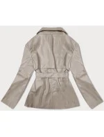 Krátký trenčkot z ekologické kůže J Style v teplé béžové barvě (11Z8102) Krátký trenčkot z ekologické kůže J Style v teplé béžové barvě (11Z8102)