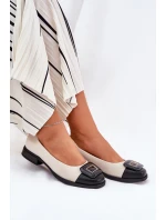 Kožené Baleríny S Dekorací D&A MK51-059 Béžové Kožené Baleríny S Dekorací D&A MK51-059 Béžové