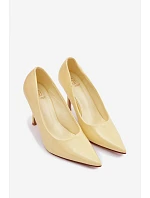 Klasické lakované lodičky z umělé kůže Žluté Odira