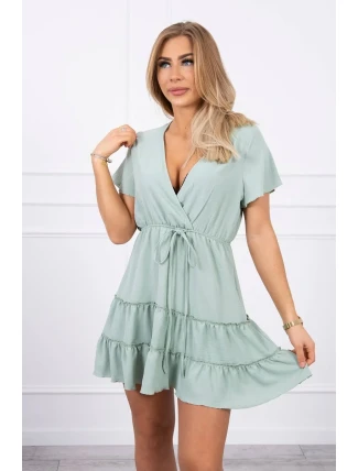 Šaty s obálkovým výstřihem tmavě mátové barvy Šaty s obálkovým výstřihem tmavě mátové barvy